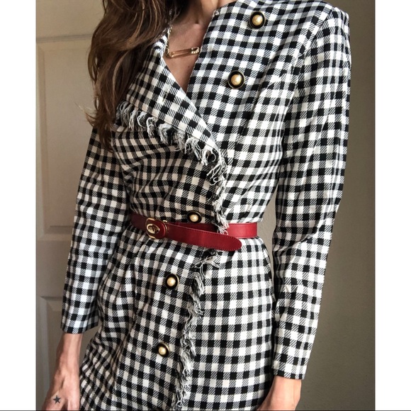 Vintage houndstooth button front dress - Picture 6 of 8